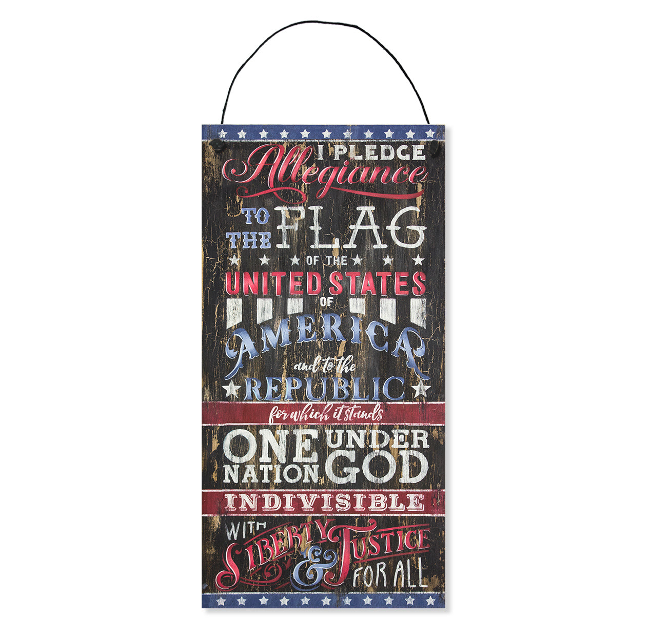 Pledge of Allegiance Patriotic MDF Wood Sign | Primitive Rustic Americana Decor for Independence Day, 4th of July, Veterans Day, Memorial Day | Local Legends | 15” x 7.5” | Made in the USA | SPWS00001