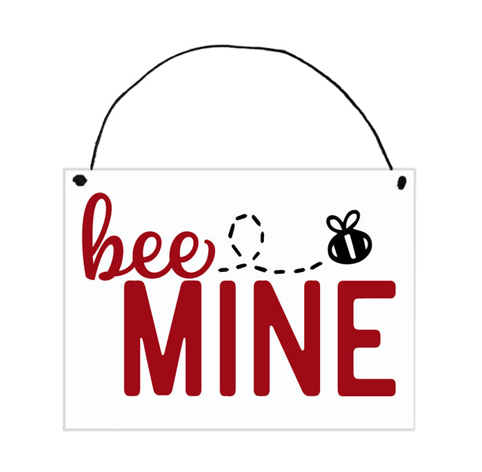 Bee Mine MDF Wood Sign with Bumblebee | Valentine’s Day Gift or Decor for living room, dining room, bedroom, front porch, entryway | Local Legends Designs | 7.5” x 5.5” | Made in the USA | SPWS0636