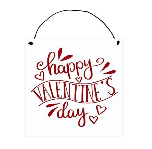 Happy Valentine's Day MDF Wood Sign | Valentine’s Day Decor with Hearts for living room, dining room, front porch, entryway | Local Legends Designs | 6” x 6” | Made in the USA | SPWS00629